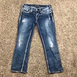 Silver Aiko Cropped Jeans Capris Distressed W26